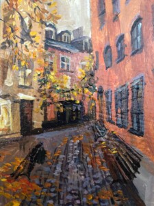  Улочки Карлсона, Стокгольм. Этюд, картон, масло