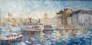  картина маслом, Причал, Стокгольм. Холст, масло