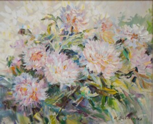 Пионы в цвету. Холст, масло