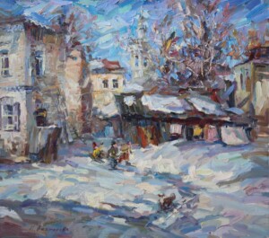 Мартовский день, Минусинск, холст, картина маслом